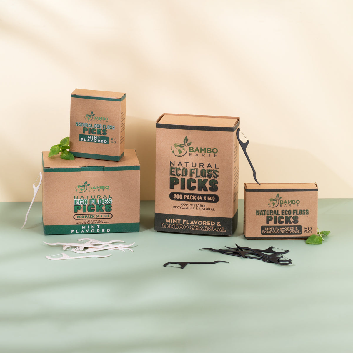 Floss Picks Charcoal & Mint (BG)